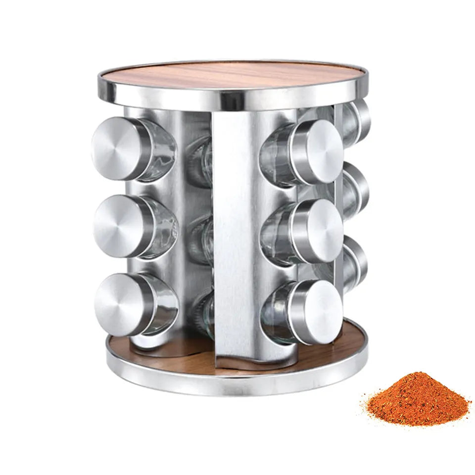 16 Pcs & 20 Pcs Spice Rotating Jar Silver