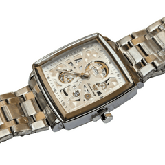 SW Two-Tone Square Skeleton Dial Watch