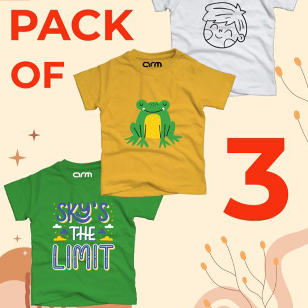 Cotton Pack of 3 T-Shirt For 2-14 Years Kids | SH029