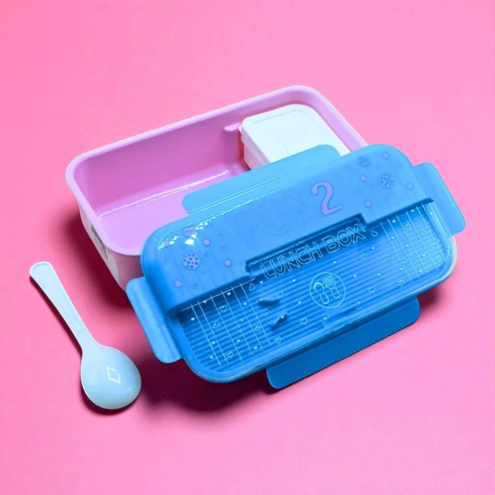 Fun 2-Tier Kids' Lunch Box with Spoon