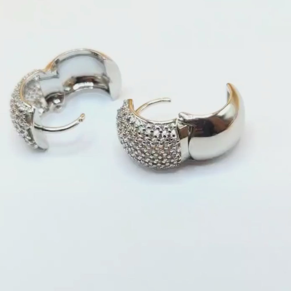 Pave-Set Crystal Huggie Hoop Earrings