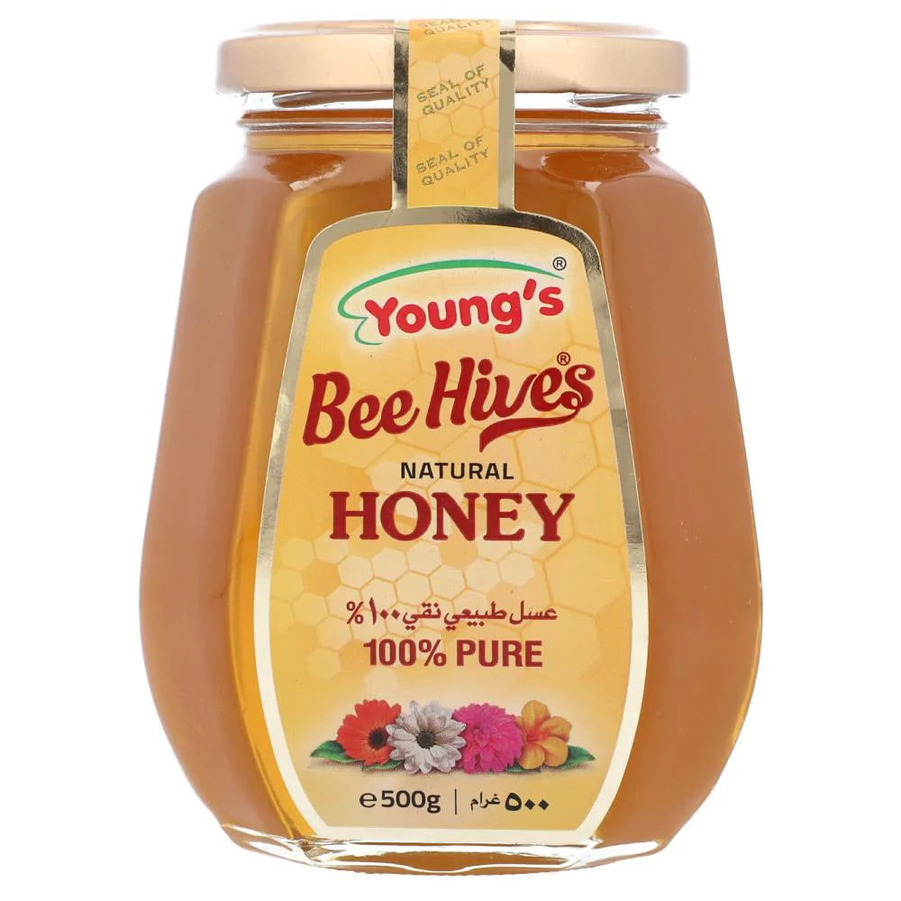 Young's Bee Hives Natural Honey 500g Jar