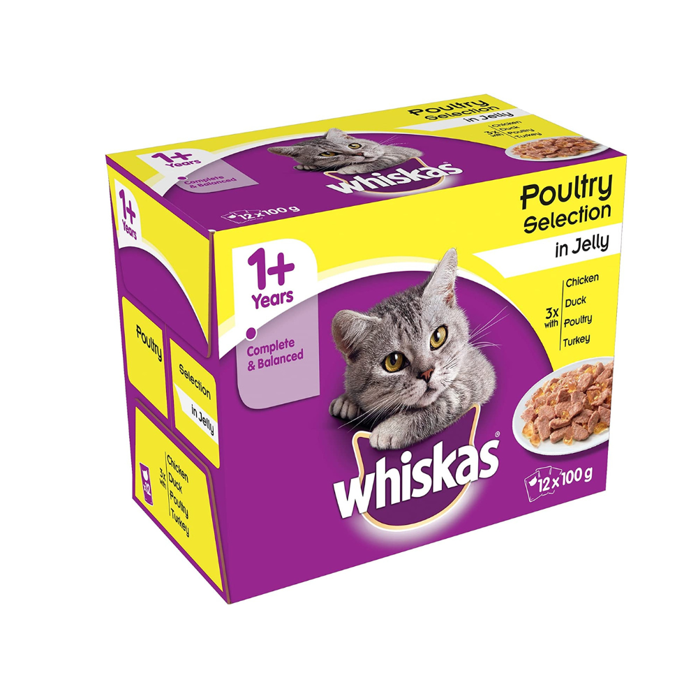 Whiskas Jelly Poultry Selection + 1 Year cat Food 100g Tray