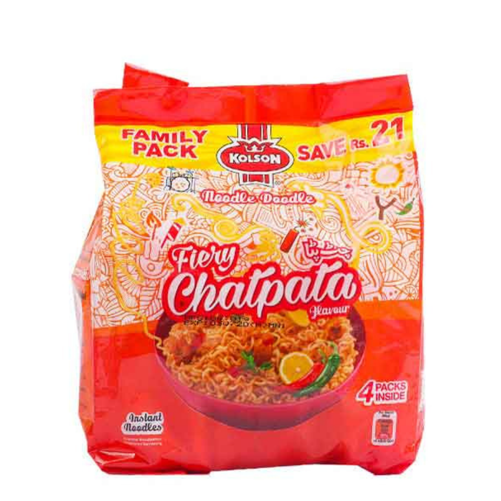 Kolson Noodle Doodle Fiery Chatpata Noodles 4 Pcs Pack